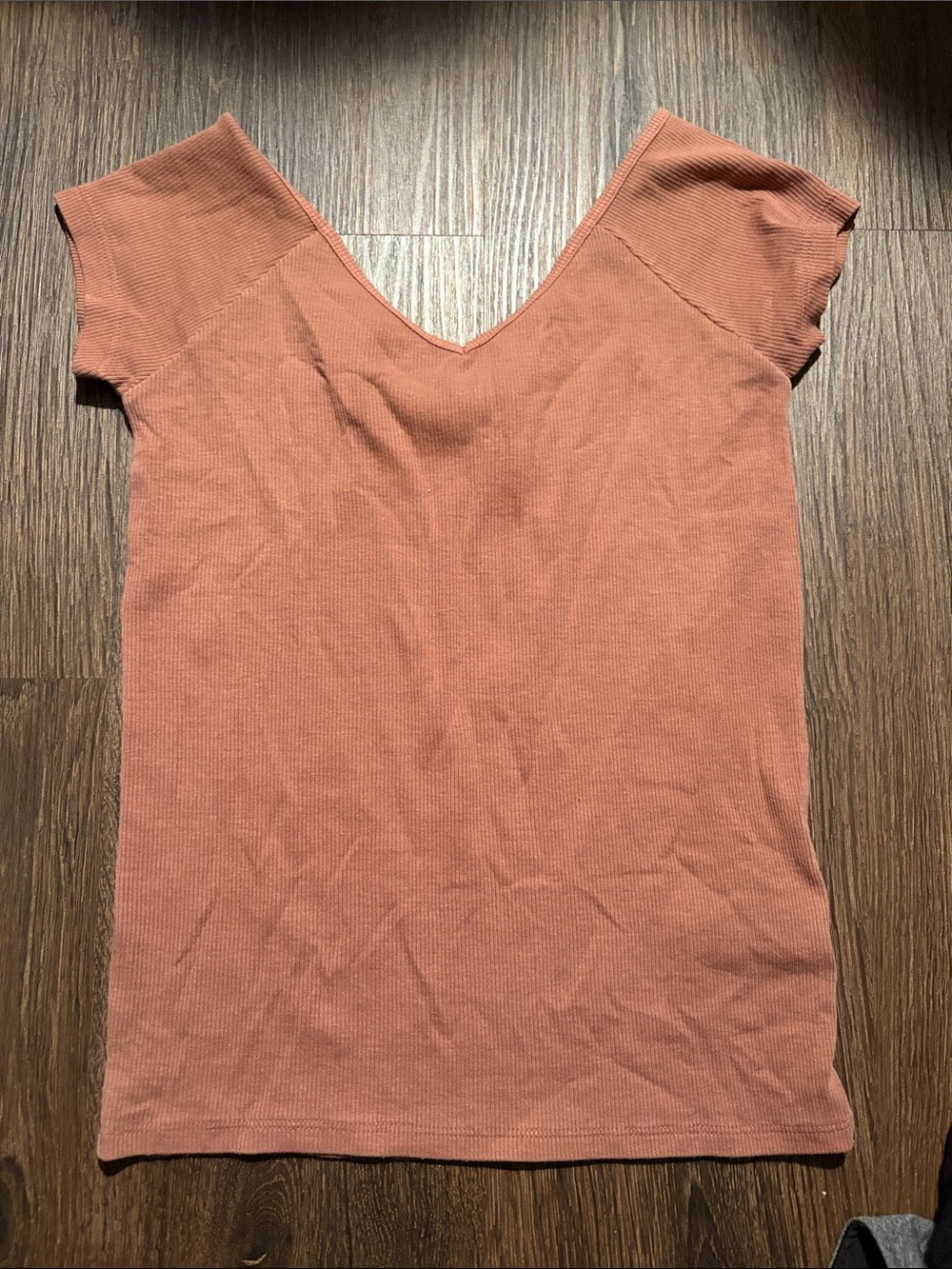 American Eagle Outfitters Rust Ribbed V-Neck Tank Top